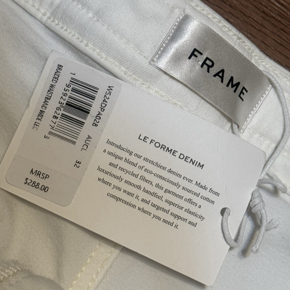 NWT FRAME Braided Wide Leg Jeans Women's Sz:32 White Waist High Rise - Picture 12 of 16